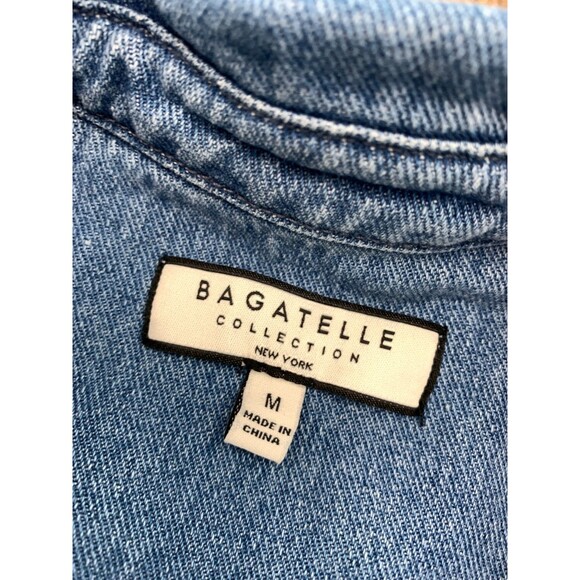 Bagatelle Denim Shirt Womens M Long Sleeve Button Up Chore Garden Barn Shacket - Picture 4 of 7